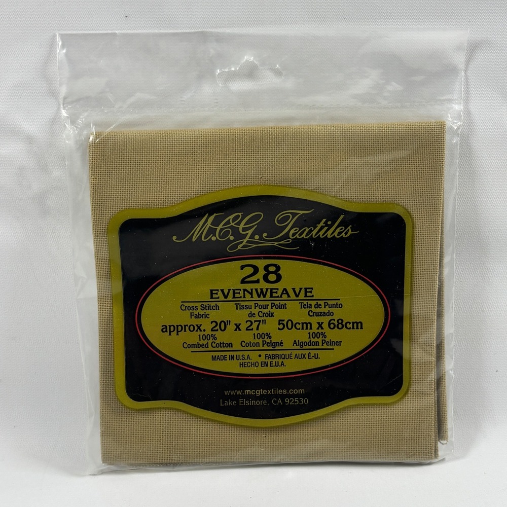 MCG Textiles 28 Count Evenweave Cross Stitch Fabric Khaki 20 x 27 100% Cotton
